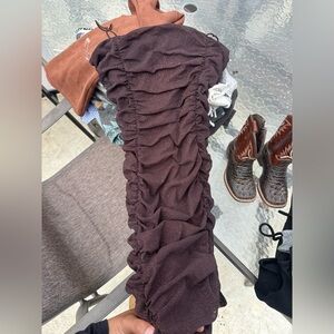 Ruched Brown Dress